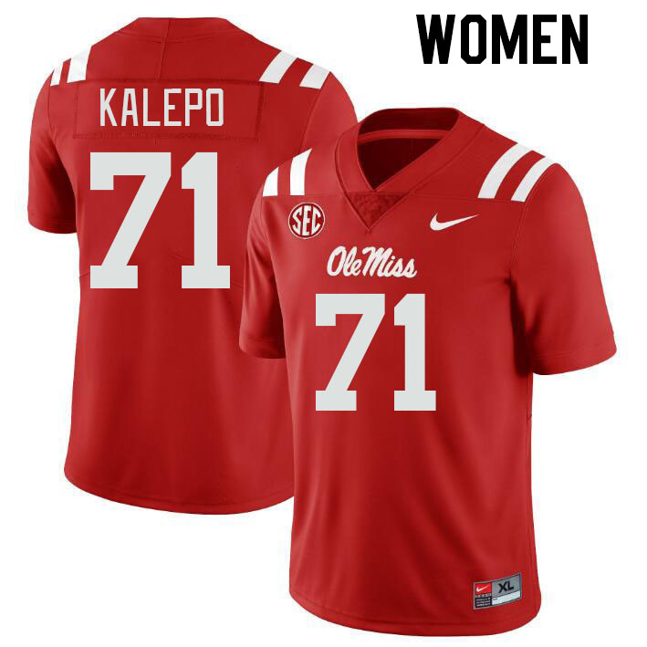 Women #71 Nate Kalepo Ole Miss Rebels College Football Jerseys Stitched-Red